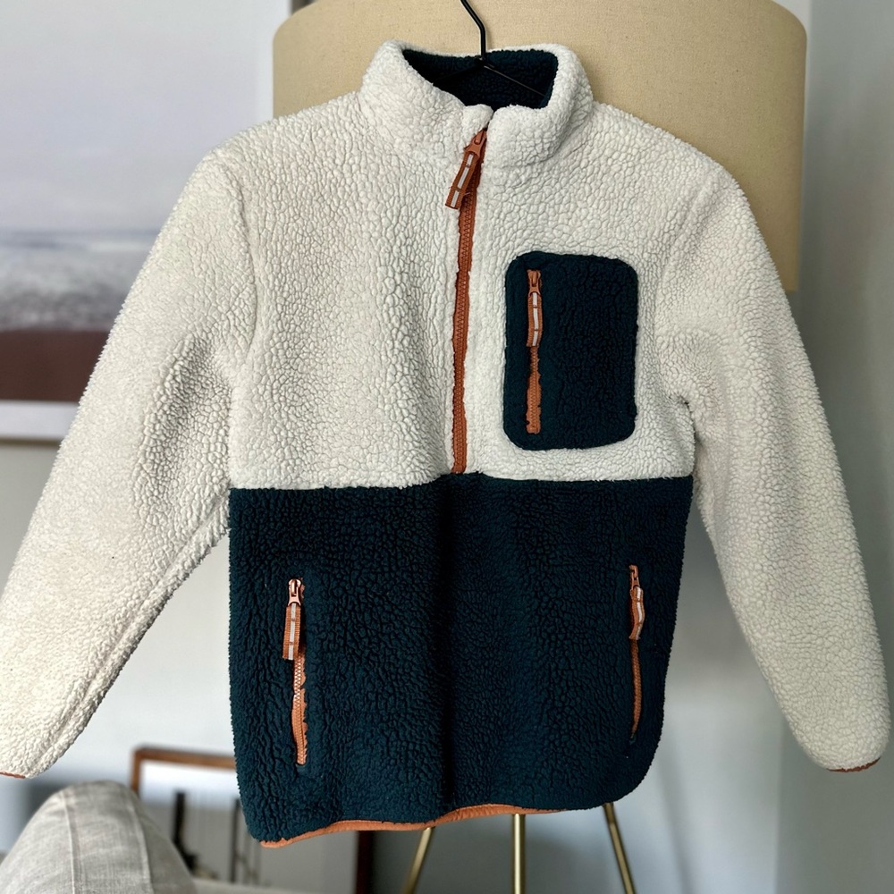 Art Class Cream and Black Kids Fleece Puffer Jacket